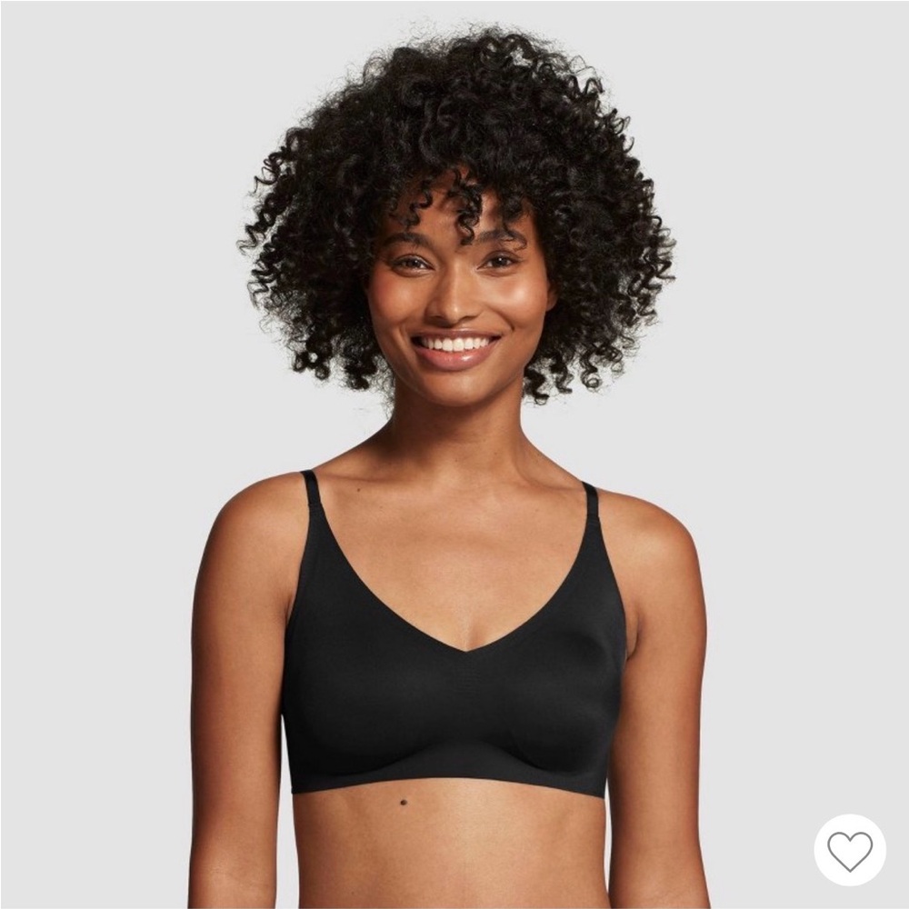 True & Co. Black Seamless Wireless V-Neck Bra Large